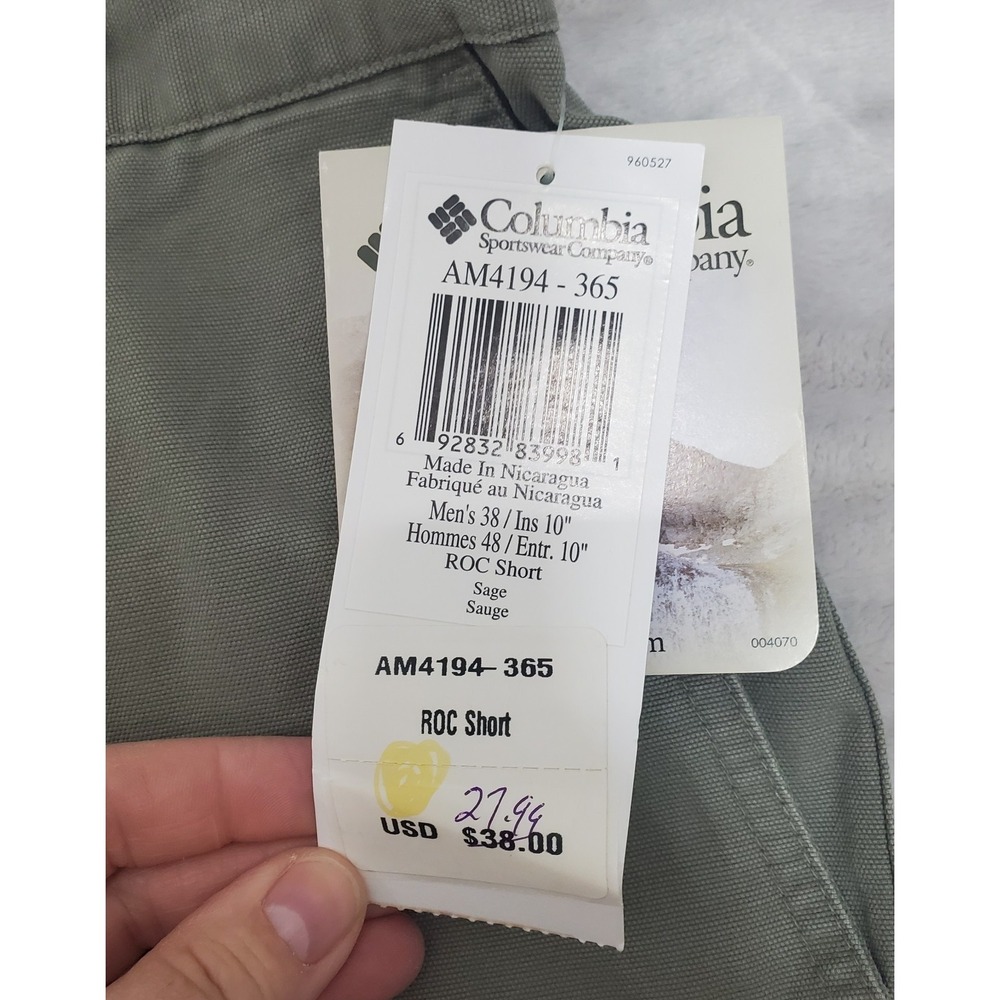 Columbia Shorts Mens Size 38 ROC Cargo Shorts Sage Green Cotton Outdoors NWT - Picture 3 of 9